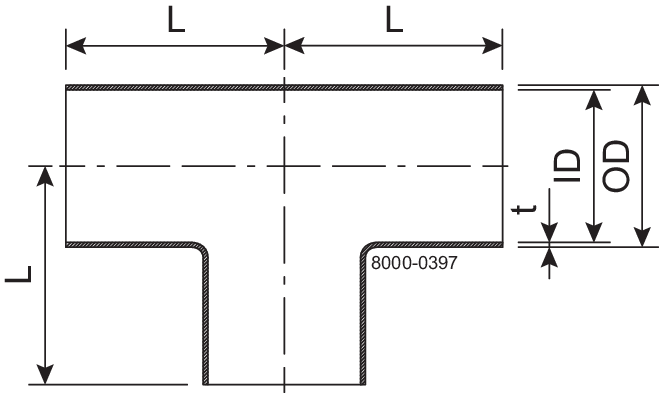 TEE EQUAL DN32 HSF3 1.4307