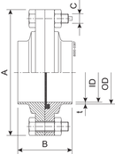 FLANGE COM DN150 1.4404 EPDM
