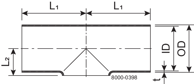 TEE SHORT DN50 HSF3 1.4404